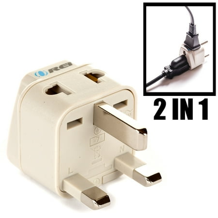 Uk Mains Plug Adaptor - OREI Grounded Universal 2 in 1 Plug Adapter Type G for UK, Hong Kong, Singapore & more - High Quality - CE Certified - RoHS Compliant WP-G-GN