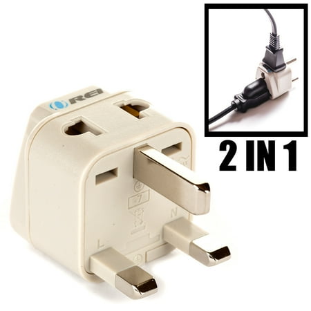 OREI Grounded Universal 2 in 1 Plug Adapter Type G for UK, Hong Kong, Singapore & more - High Quality - CE Certified - RoHS Compliant