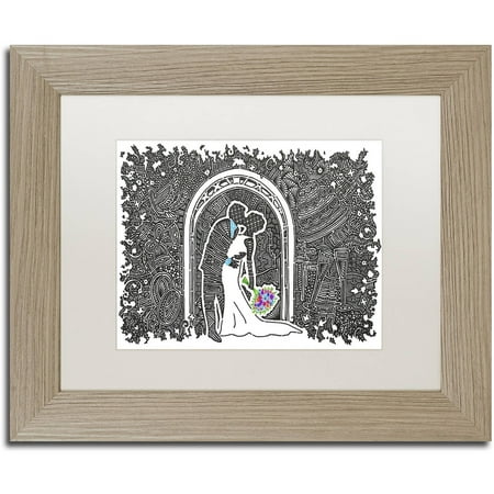 Trademark Fine Art 'Wedding Kiss' Canvas Art by Viz Art Ink, White Matte, Birch Frame