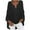 *Black, variant on ClodeEU Women's Shirts,solid color V-neck fashionable,casual loose long sleeved curved button top Black,Womens Plus XXXL