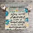 thumbnail image 3 of Ambesonne Unicorn Quilted Bedspread Set 3 Pcs, Rainbow Stars, King Size, Beige Teal Blue, 3 of 3