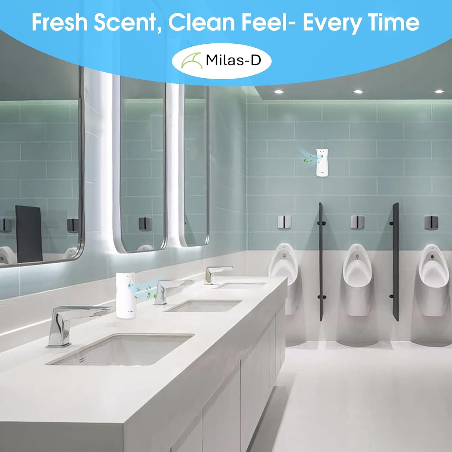 Automatic Air Freshener Spray Dispenser, Custom Timing (Day/Night/24H, 7.5/15 min interval), Wall Mounted or Free Standing, for Home and Commercial, Compatible with Glade Refill Can, White,