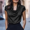 thumbnail image 2 of Enjoytime Blouses for Women Elegant Cowl Neck Short Sleeve Shirts Fashion Trendy Work Business Casual Tops, 2 of 7