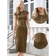 thumbnail image 2 of DARING DIVA Women's 2 Piece Outfits Cap Sleeve Tops Bodycon Midi Skirt Sets XS Brown, 2 of 6