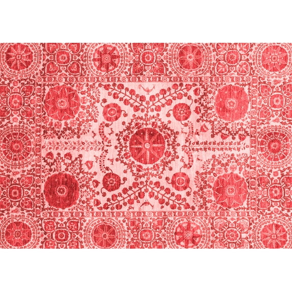 Ahgly Company Indoor Rectangle Abstract Red Modern Area Rugs, 3' x 5'