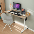 thumbnail image 4 of Legooin 55"W Mobile Adjustable Height Gaming Desk Smart One-Click Lift Standing Table, Oak, 4 of 9