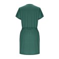 thumbnail image 5 of Taylonsss Womens Casual Dress Solid Color Pocket Drawstring Waist Short Sleeve V Neck Knee-Length A-Line Dress for Everyday Casual Outfit, 5 of 7