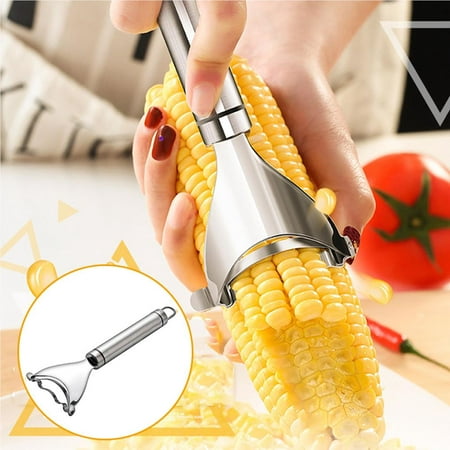 

Rainbow 10PCS Stainless Steel Corn Slicer Peeler Kitchen Thresher Cob Cutter Strip Remover Tool Silver