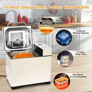 KBS 19-in-1 2LB Bread Maker Machine with Dual Heaters& Auto Nut Dispenser,Ceramic Pan with 2 kneading paddle Model#013A