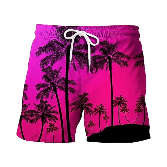 JAJAHO Mens Summer Casual Shorts Coconut Tree Printed Sports Hawaiian Beach Drawstring Shorts Quick Dry Versatile Bottoms