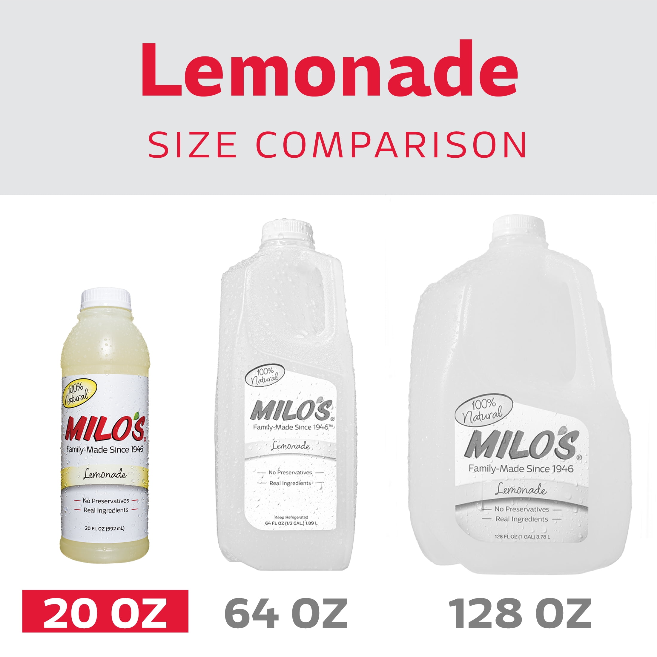 Milo's Lemonade Juice Drink, 100% Natural, 20 fl oz Refrigerated Bottle