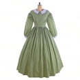 thumbnail image 2 of Women's Civil War Dress Victorian Dickens Costume Green Plaid Skirt, 2 of 9