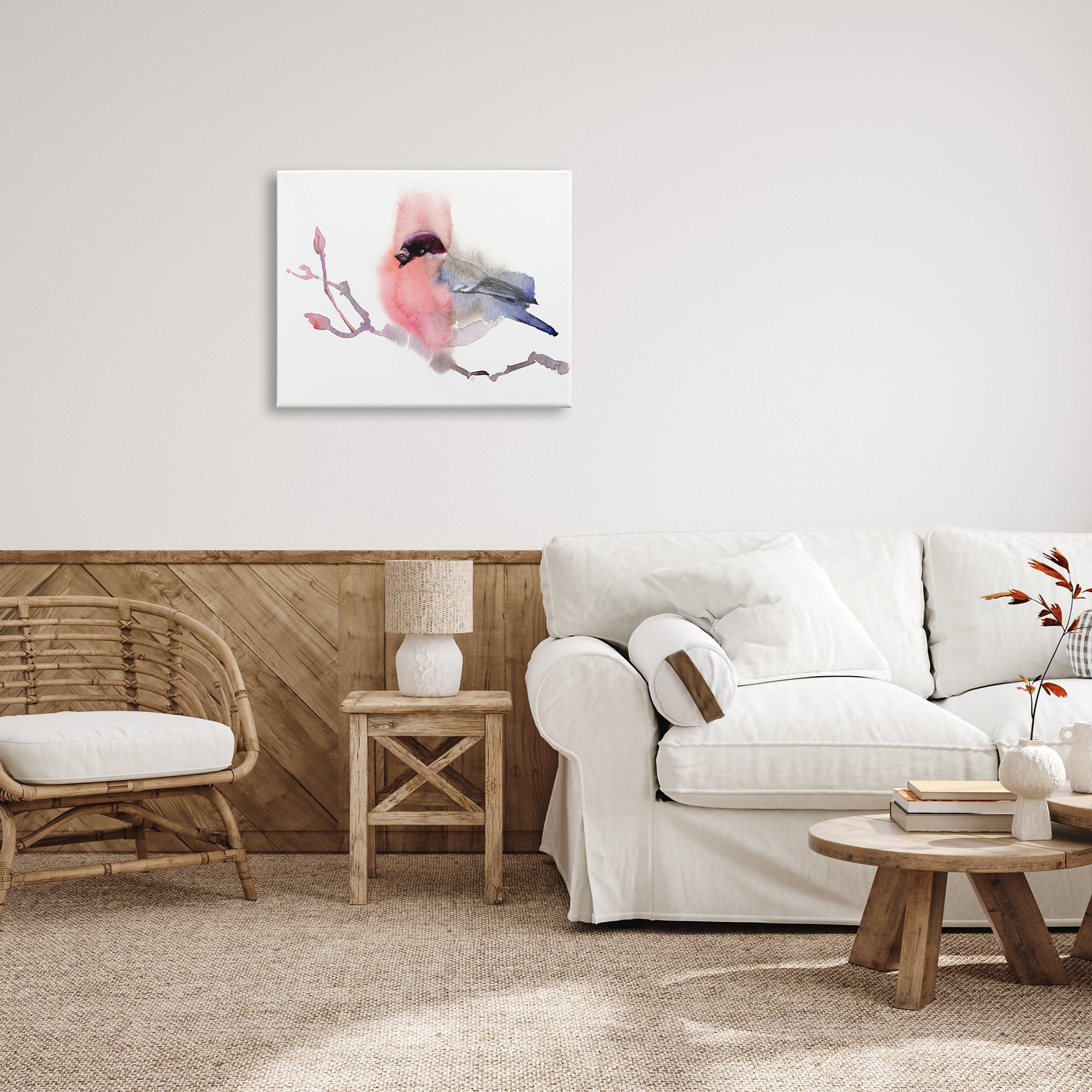 Stupell Indtries Bullfinch on Empty Tree Branch Abstract Song Bird,30 x 24,Design by Verbrugge Watercolor
