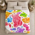 thumbnail image 5 of Whimsical Gummy Bear decorative motif Pattern, Playful Woodland Scene, Warm Flannel Blanket for Cabin and Lodge, Wildlife Lovers Valentine's Day Gift, Celestial Home Decor, 5 of 9