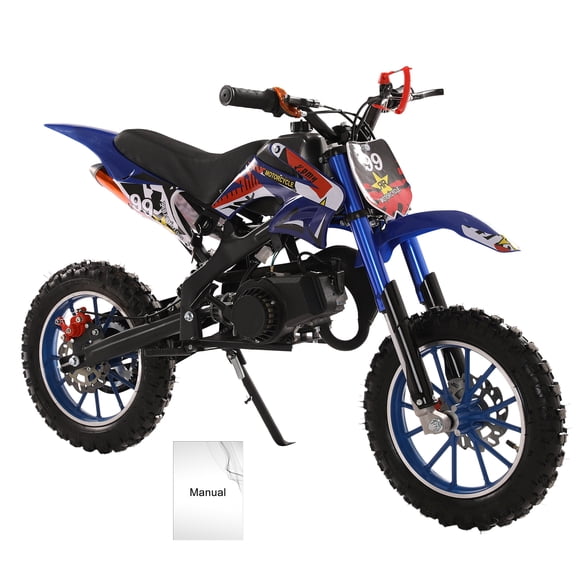 Neinkie 49cc 2-Stroke Kids Dirt Bike, Gas Power Motocross, Off Road Mini Motorcycle, Pocket Motorbike with Front Rear Disc Brakes, Racing Max Speed 40KM/H (Blue)