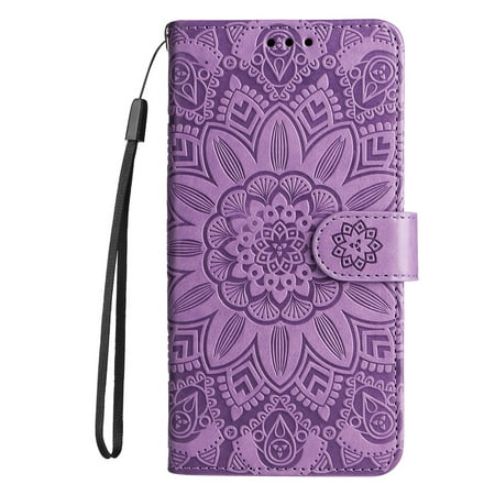 iPhone 8 Wallet Case, iPhone 7 Case, Dteck Embossed Flower PU Leather Flip Stand Case Cover With Hand Strap [Built-in Card Slots] For Apple iPhone 8 / iPhone 7, Purple