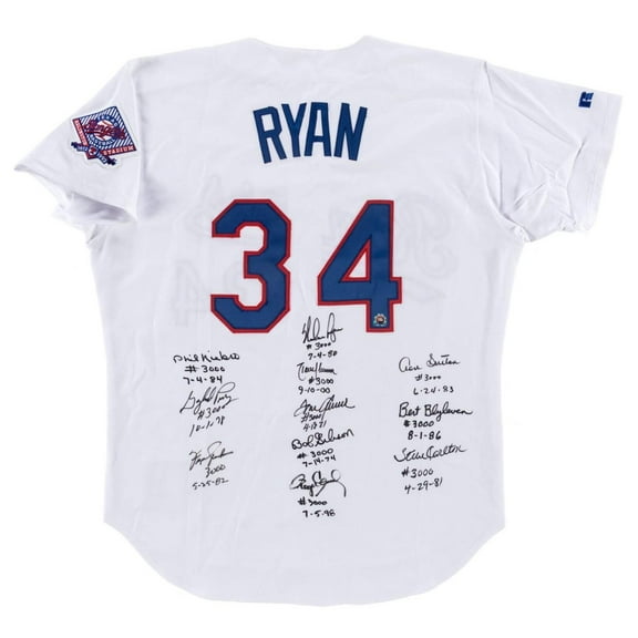Nolan Ryan Tom Seaver Randy Johnson 3,000 Strikeout Club Signed Jersey MLB