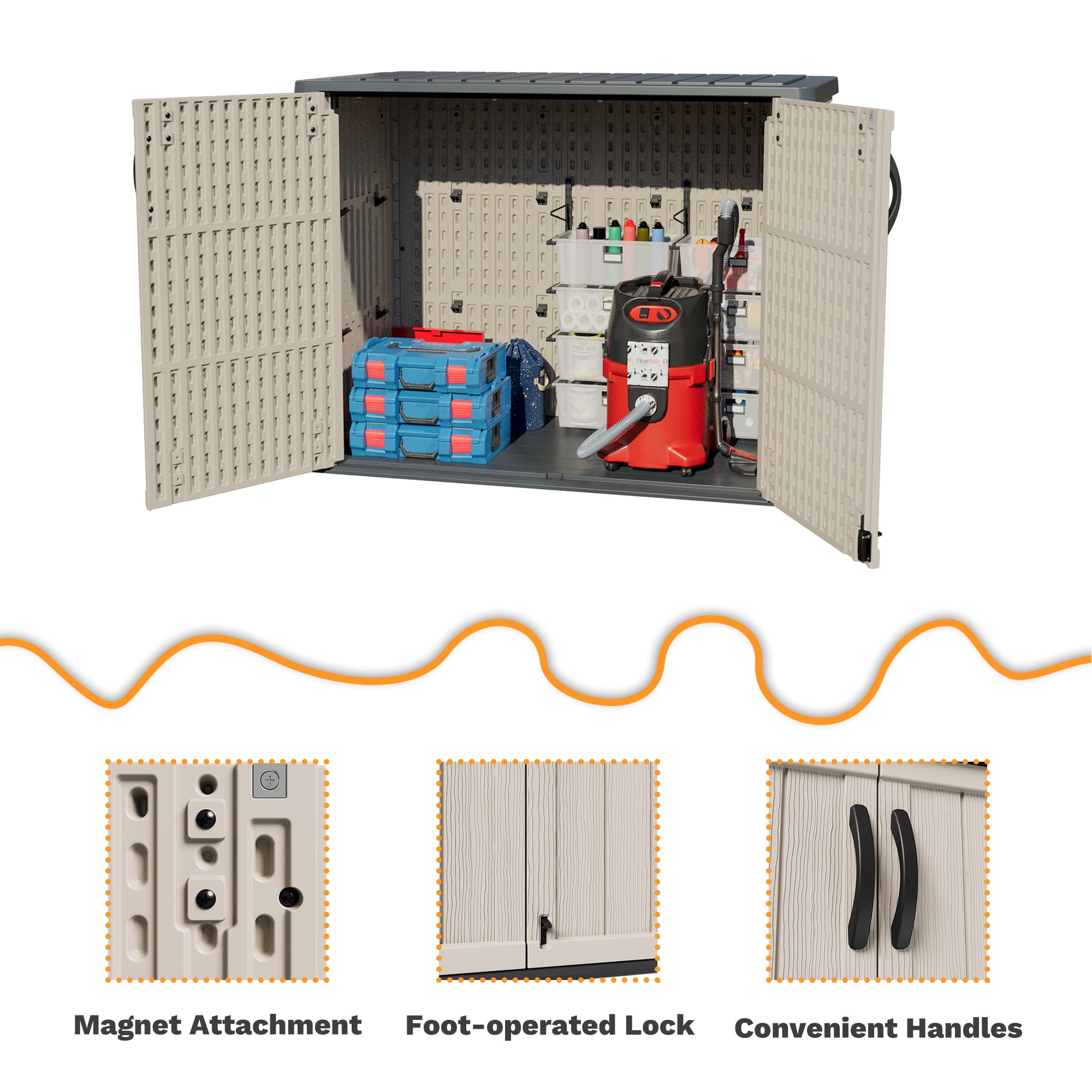 Homall 26 Cu.ft Resin Outdoor Storage Shed - Waterproof, Lockable & Sturdy Floor for Patio/Garden, Beige