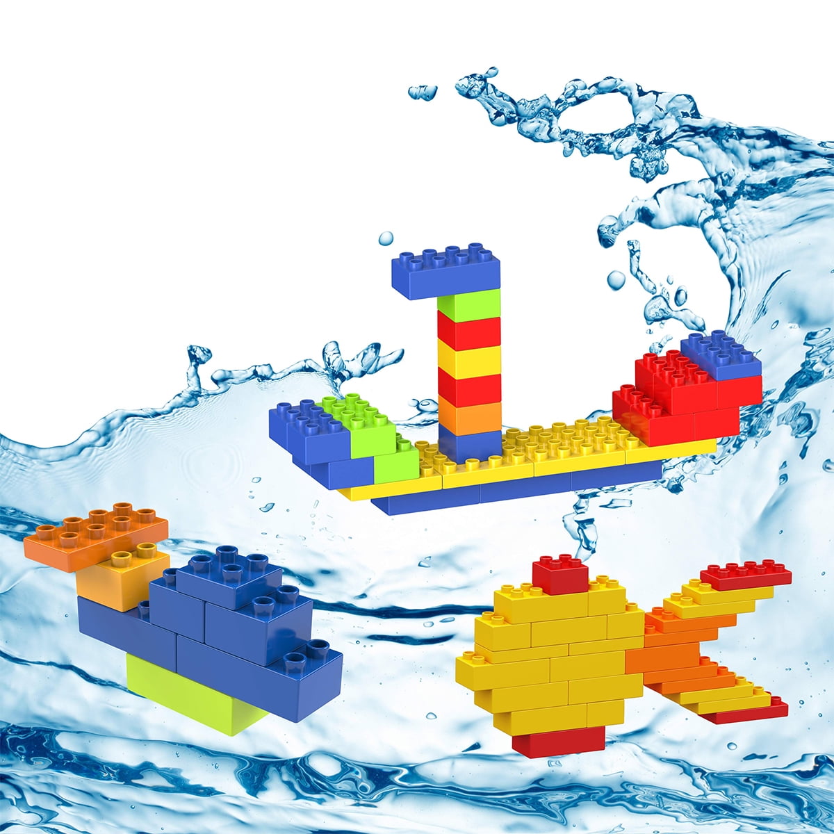 PicassoTiles 100PCS Large Construction Brick Building Blocks, STEM Bricks Toy Set, Creative Learning Early Education Playset, 5 Colors 4 Shapes for Kids 3+