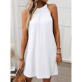 thumbnail image 3 of Women Halter Neck A Line Dress Solid Color Sleeveless Loose Fit Casual Wear Mid Length, 3 of 7