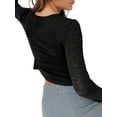 thumbnail image 4 of Women Sheer Button Down Cardigan Casual Long Sleeve Slim Fit Crop Tops Y2k Vintage Streetwear, 4 of 6