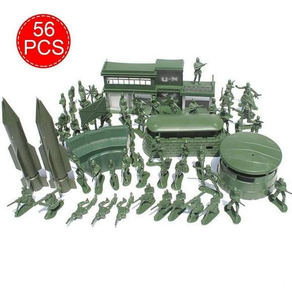 56pcs/Set Military Model Playset Toy Soldier Army Men Figures New F4