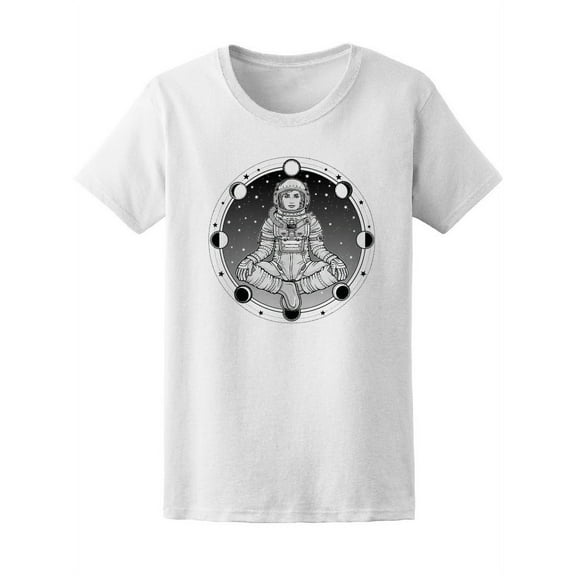 Astronaut Buddha Moon Phase T-Shirt Women -Image by Shutterstock, Female x-Large