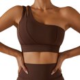 thumbnail image 1 of Sujetador deportivo acanalado con un solo hombro para mujer, parte de atrás bonita, elástico, a prueba de golpes, para correr y Fitness, 1 of 6