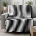 thumbnail image 2 of Black White Stripe Blanket Soft Cozy Warm Throw Blanket for Couch, Plush Fuzzy Flannel Fleece Blankets for Sofa, Modern Minimalist Geometric Striped Bed Blankets Lightweight Gifts for Women, 40"x60", 2 of 9