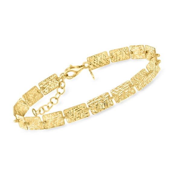 Ross-Simons Italian 18kt Gold Over Sterling Rectangular-Link Bracelet, Women's, Adult