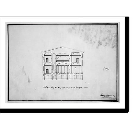 Historic Print, [Bank building (2nd Bank of the United States"), Philadelphia, Pennsylvania. Section - east and west]" - 2, 16" x 20"