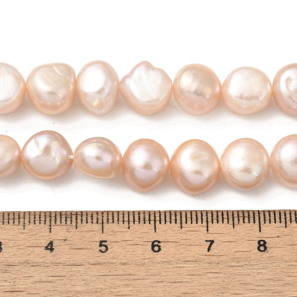 4strands Cultured Freshwater Pearl Beads Strands Two Sides Polished PeachPuff 10~11mm Hole: 0.5mm about 19pcs/strand 6.89''(17.5cm)