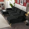 Ktaxon Sectional Sofa Set, 110" UShaped Chenille Couch, 4 Seat Lounge Sleeper with Double