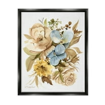 Stupell Industries Earthy Floral Watercolor Botanical & Floral Painting Black Floater Framed Canvas Art Print Wall Art, 17 x 21