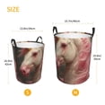 thumbnail image 3 of Balery Haired White Horse Cesta de ropa redonda con asas, impermeable, independiente, para ropa, juguetes, dormitorio y familia-Small, 3 of 6