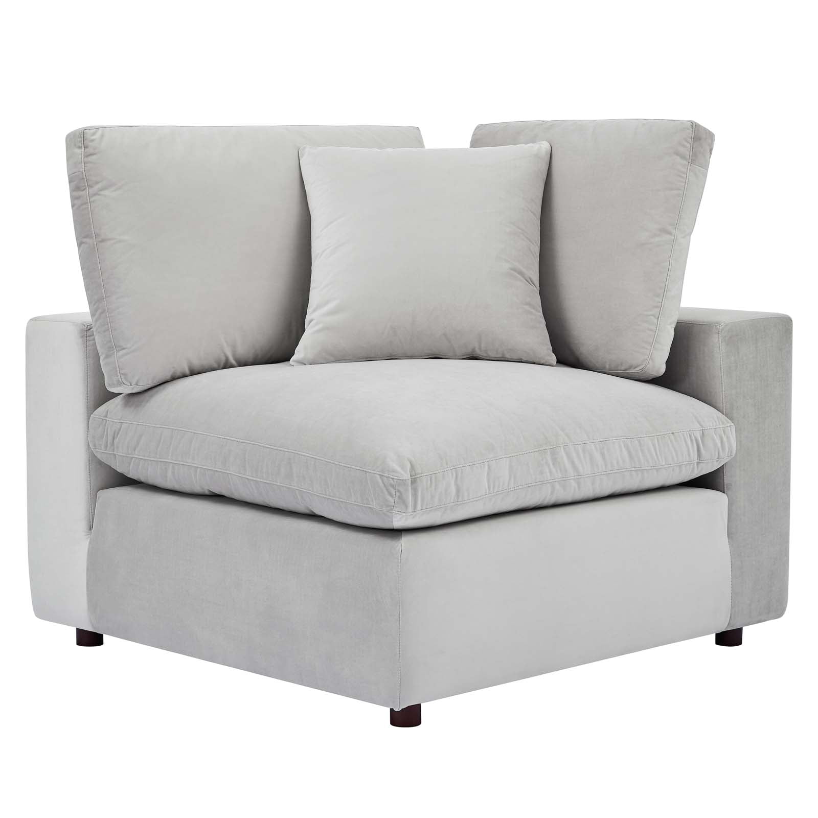 Modway Commix Down Filled Performance Velvet Corner Chair in Light Gray