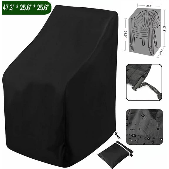 Patio Chair Covers,Outdoor Chair Cover,Waterproof Patio Furniture Covers for Outdoor Furniture Covers,Lounge Deep Outdoor Seat Cover,UV Protected,25" L x 25" W x 47"H,Black