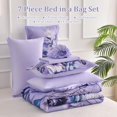 thumbnail image 4 of Floral Comforter Set King Size 7 Piece, Flower Bed in a Bag, Elegant Comforter Bedding Set for All Season (Lavender, 104"x90"), 4 of 11