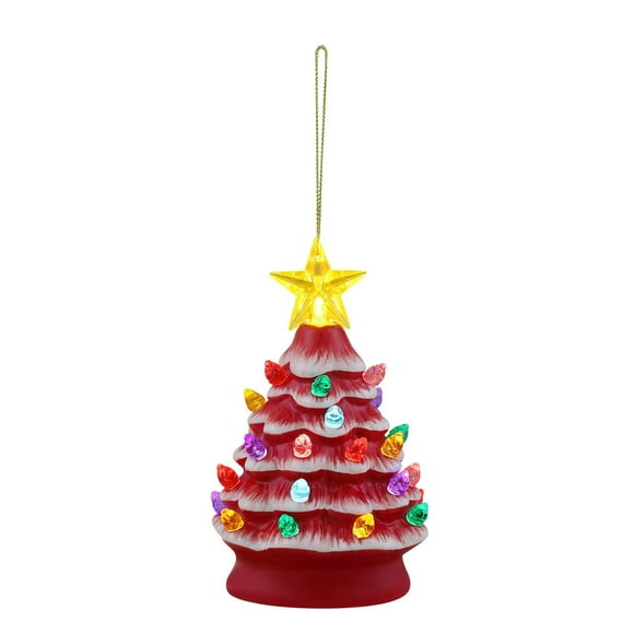 Ornement d'arbre illuminé en céramique nostalgique Mr. Christmas de 5 po, rouge