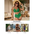 thumbnail image 4 of SHEWIN Womens Bikini Sets Swimsuit 2 Piece Bathing Suits High Waist Bikini Sets Texture Swimming Suits Summer Beach Green 2XL, 4 of 9