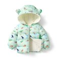 thumbnail image 3 of Ruyang Toddler Baby Dinosaur Puffer Jackets Cute Car Flowers Graphic Hooded Quilted Coat Winter Warm Cotton Down Outwear, 3 of 3