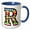 Blue/White, variant on 3drose, Colorful Image of Marquee Lights Monogram R, 11oz Two-tone Blue Mug
