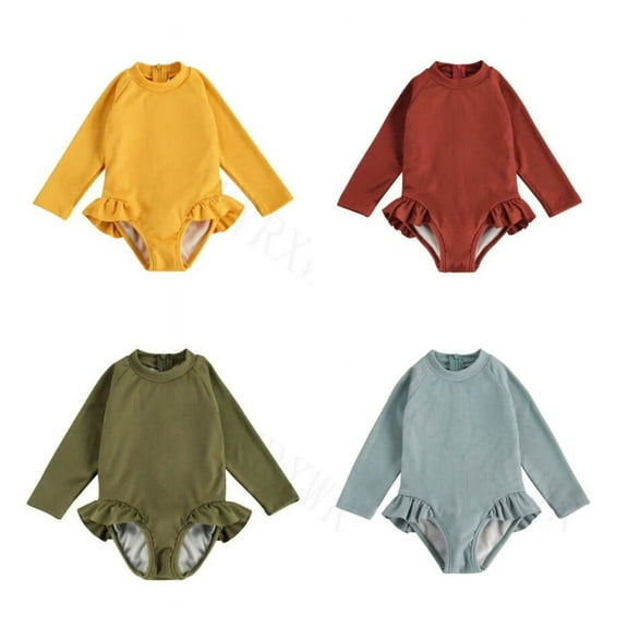Toddler Girls Long Sleeve Frill One Piece Swimsuit