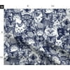 Spoonflower Fabric - Christmas Cats Blue Cat Holly Knitting Kittens White Holiday Printed on Modern Jersey Fabric Fat Quarter - Fashion Apparel Clothing with 4-Way Stretch