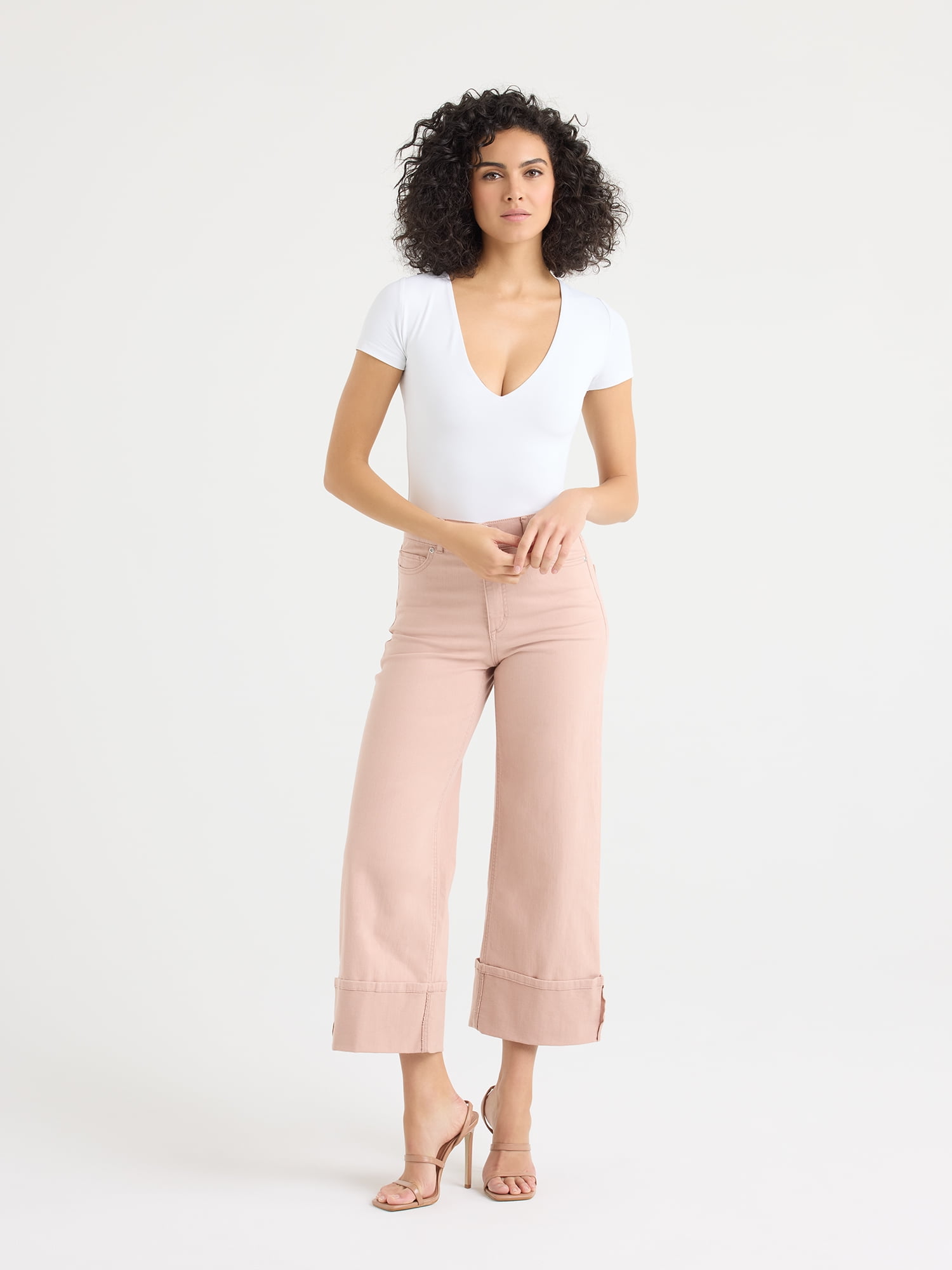 Sofia by Sofia Vergara Women's and Women's Plus Margot Wide Crop Super High Rise Jeans, 27" Inseam, Sizes 0-28