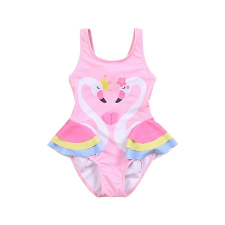 

Baby Swimsuit Ruffle Trim Girl Cartoon Sleeveless Backless Swimwear Children Spring Summer Leisure Soft Beach Vacation Children s Day Gift Bikini Bathing Suit