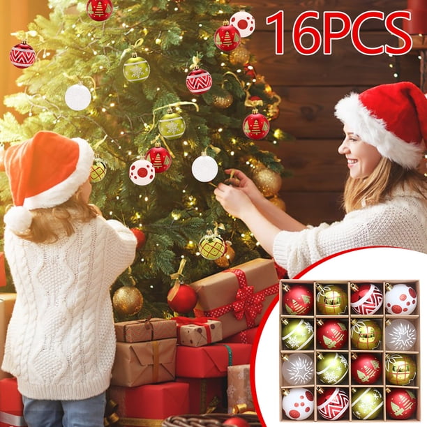 Bolas navideñas de plástico irrompibles | Juego de 16 bolas de purpurina galvanizadas con forma de pavo real para decorar el árbol y el hogar | Decoraciones navideñas seguras para niños