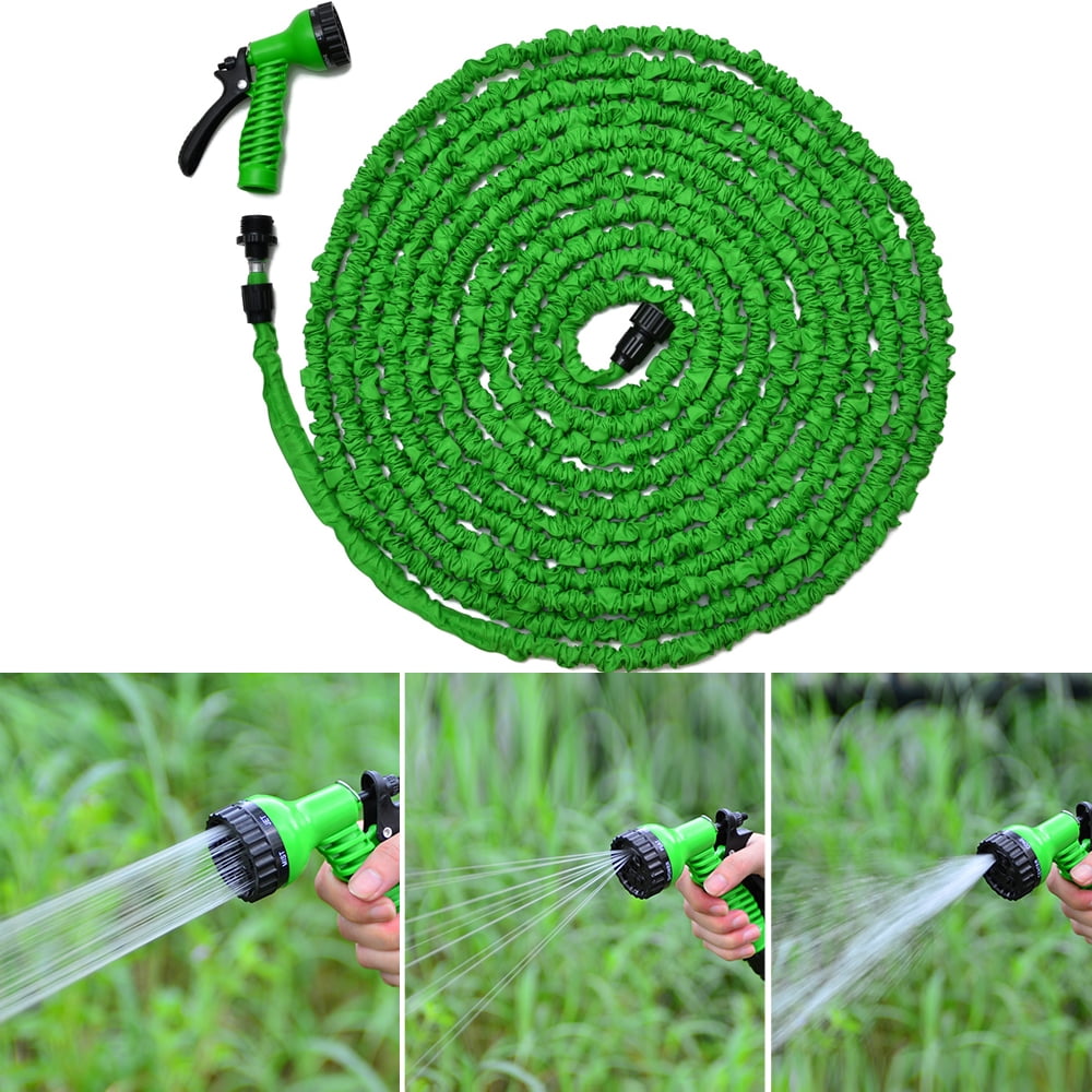 100 ft Expandable Garden Hose w 7 pattern Spray Nozzle for Watering Car Washing Home... by