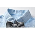 thumbnail image 4 of StylesILove Baby Toddler Boys Short Sleeve Plaid Bowtie Shirt and Bottom, Suspenders 3pcs Gentleman Suit Set Cotton Overalls Outfit (Blue, 24 Months), 4 of 9