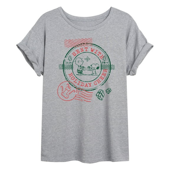 Peanuts - Christmas - Sent With Holiday Cheer Stamp - Women's Oversized T-Shirt